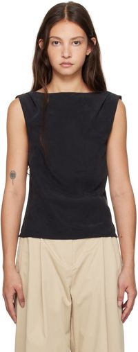 St. Agni Black Draped Cowl Top