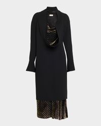 Delsey Cowl-Neck Long-Sleeve Midi Dress