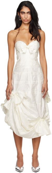 SUPER YAYA SSENSE Exclusive White Beatrice Strapless Midi Dress
