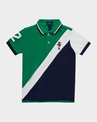 Boy's Polo Bear Cotton Mesh Polo Shirt, Size 2-7
