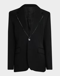 Men's Fitted Wool Raw-Edge Two-Button Blazer