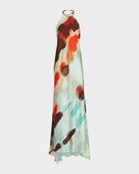 Zeffa Silk Halter Maxi Dress