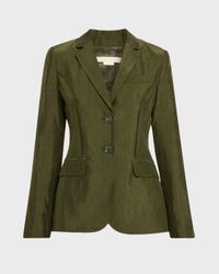 Crinkled Satin Single-Breasted Blazer