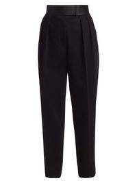 Women's High-Waisted Pleated Tuxedo Trousers - Black - Size 0