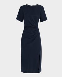 Ruched Punto Luce Viscose Midi Dress