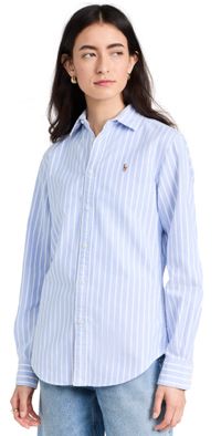 Polo Ralph Lauren Cotton Oxford Long Sleeve Button Down Harbor Island Blue/White 6