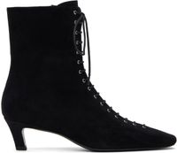 TOTEME Black Suede Lace-Up Boots
