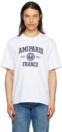 AMI Paris White 'Ami Paris France' T-Shirt