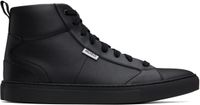 Hugo Black Grained Faux-Leather High-Top Sneakers