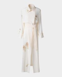 Haider Floral-Print Silk Crepe Trench Coat