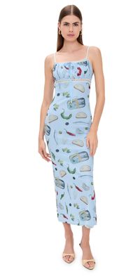Bailey Rose Printed Midi Dress Powder Blue M