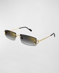 Men's Rimless Metal Rectangle Sunglasses
