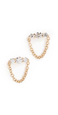 EF Collection 14k Graduated Diamond Bar Chain Stud Earrings Gold One Size