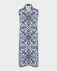 Slim A-Line Sleeveless Shirtdress With Collar