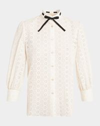 Daisy Polka-Dot Sangallo Button-Down Shirt