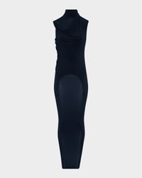 Harness Draped Jersey Sleevless Maxi Dress