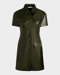 Jamie Vegan Leather Collared Shirtdress