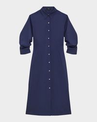 Fixed-Sleeve Poplin Shirtdress