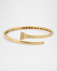 18K Yellow Gold Crivelli Pillar Diamond Bypass Bangle Bracelet