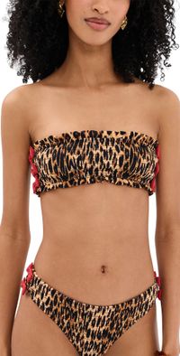 Damson Madder Shirred Bow Bikini Top Brown 16
