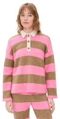 Faherty Apres Alpaca Wool Blend Polo Pink Spritz S
