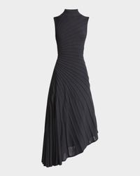 Sleeveless High-Neck Sculpted Midi Dress