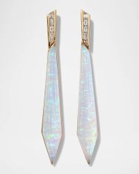 Stiletto Earrings with White Opalescent Quartz