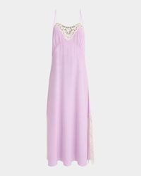 Lace-Trim Silk Midi Slip Dress