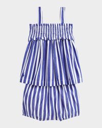Girl's Smocked Striped Two-Piece Set, Size 3M-24M