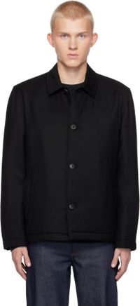 Sunspel Black Insulated Wool Jacket