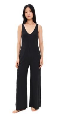 Lunya Organic Pima Double V Jumpsuit Immersed Black L