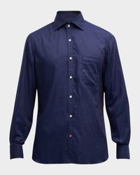 Men's Tonal Geometric Cotton Sport Shirt