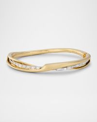 ME+N 18K Gold Baguette Diamond Bangle Bracelet