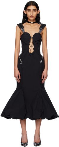 Marine Serre Black Recycled Nylon Midi Dress