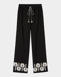 Emmie Palm Tree Embroidered Pants