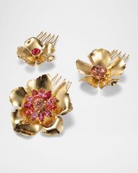 Eden Crystal Flower Combs, Set of 3