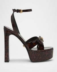 Gianna Ribbon Tortoise Patent Leather Platform Sandals