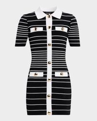 Kiersten Metallic Stripe Knit Collared Mini Dress