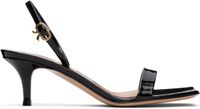 Gianvito Rossi Black Ribbon Kitten Heeled Sandals