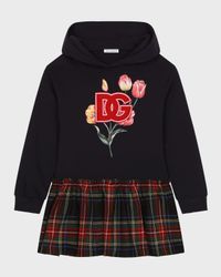 Girl's Tulip Logo-Print Hoodie & Tartan Skirt, Size 4-6