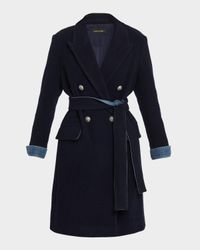 Otto Denim-Trim Wool Coat