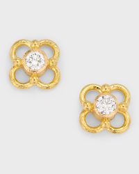 19K Round 4mm Diamond Stud Earrings with Wire Arches
