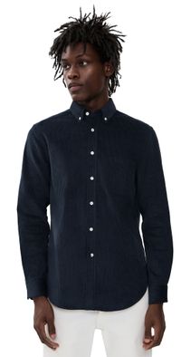 Portuguese Flannel Lobo 2.0 Corduroy Button Down Shirt Navy M