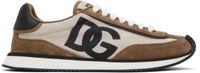 Dolce&Gabbana Baskets DG Cushion brun et beige à panneaux