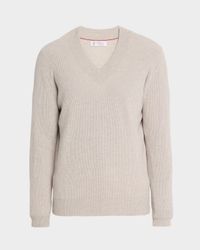 Men's V-Neck Cashmere Rib Sweater