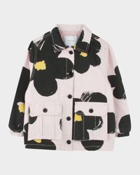 Girl's Daisy-Print Jacquard Jacket, Size 2-4