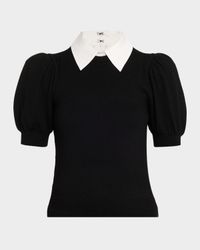 Chase Puff-Sleeve Sweater With Detachable Collar