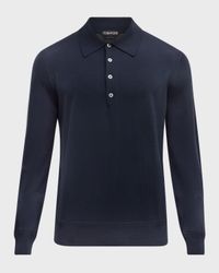 Men's Fine-Gauge Wool Polo Sweater