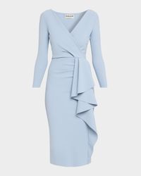 Draped Faux Wrap Bodycon Midi Dress