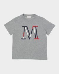 Boy's Tricolor M Logo Embroidery Short-Sleeve T-Shirt, Size 12-14